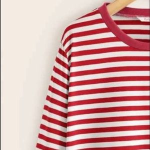 Red and White Long Sleeved Shirt